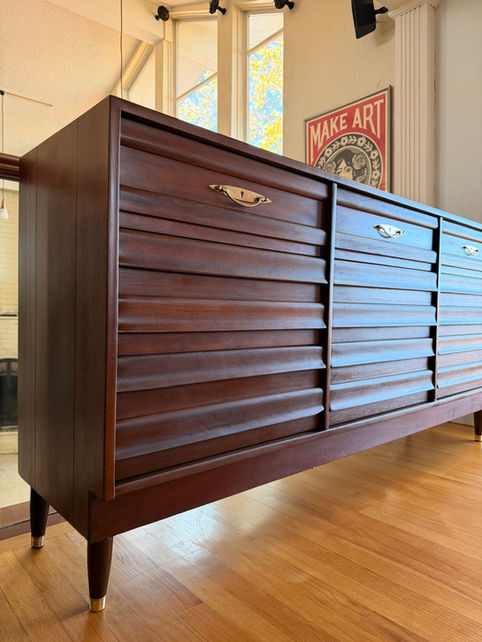 american of martinsville walnut lowboy credenza