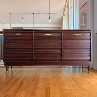 american of martinsville mid century modern walnut credenza