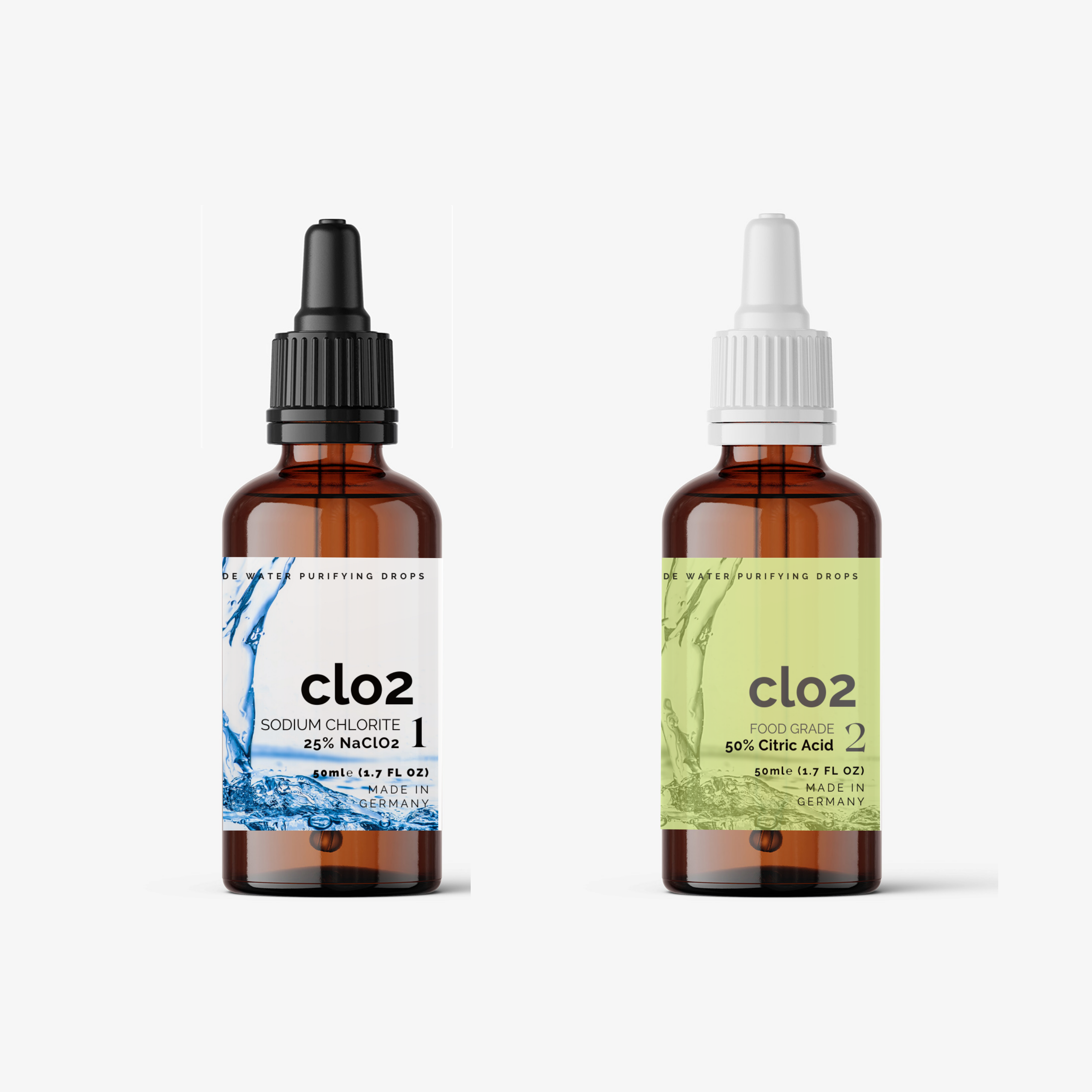 Pipette: Chlorine Dioxide Drops + Citric Acid - 50ml - 100ml