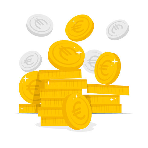 pièces en euros jaunes