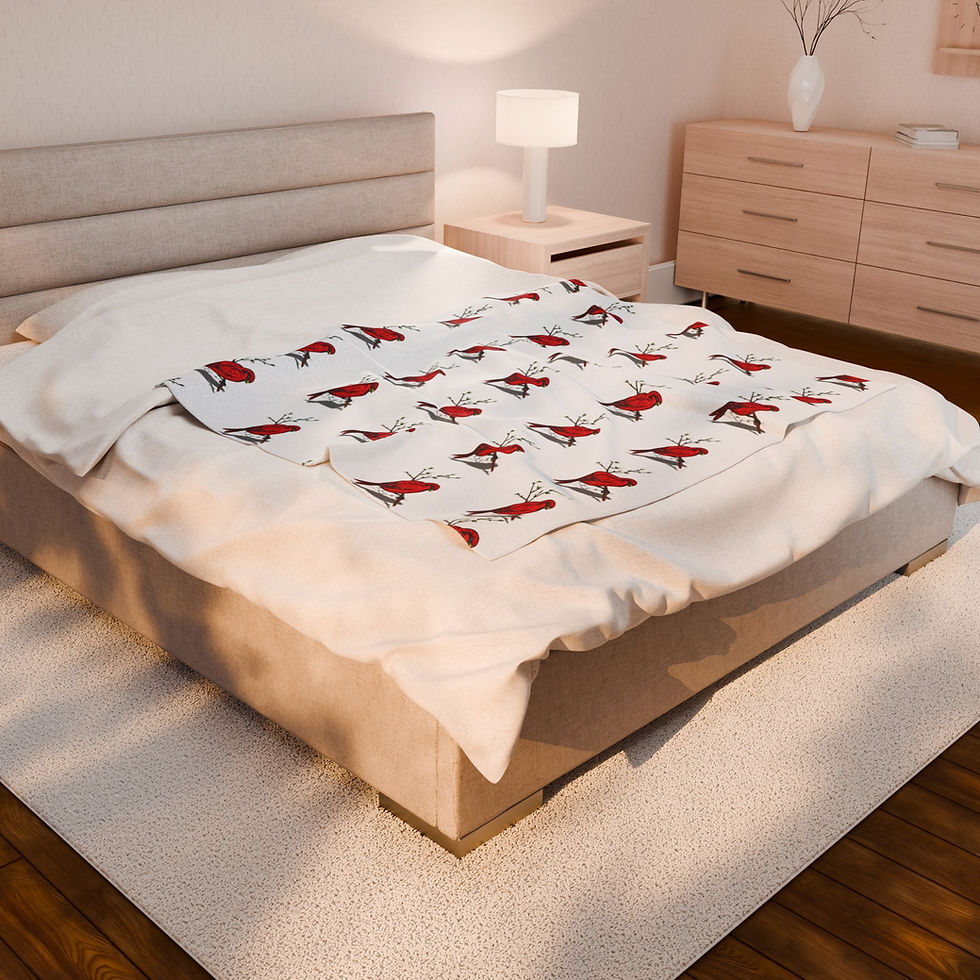 Thumbnail: Velveteen Plush Blanket - Red Cardinal Soft Cozy Throw