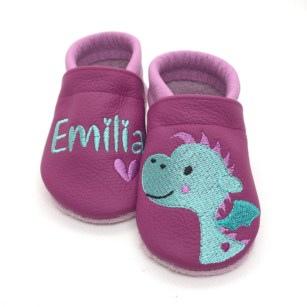 Miniaturbild: ღ Lederpuschen / Krabbelpuschen / Lauflernschuhe kleiner Drache ab Gr. 18/19 ღ