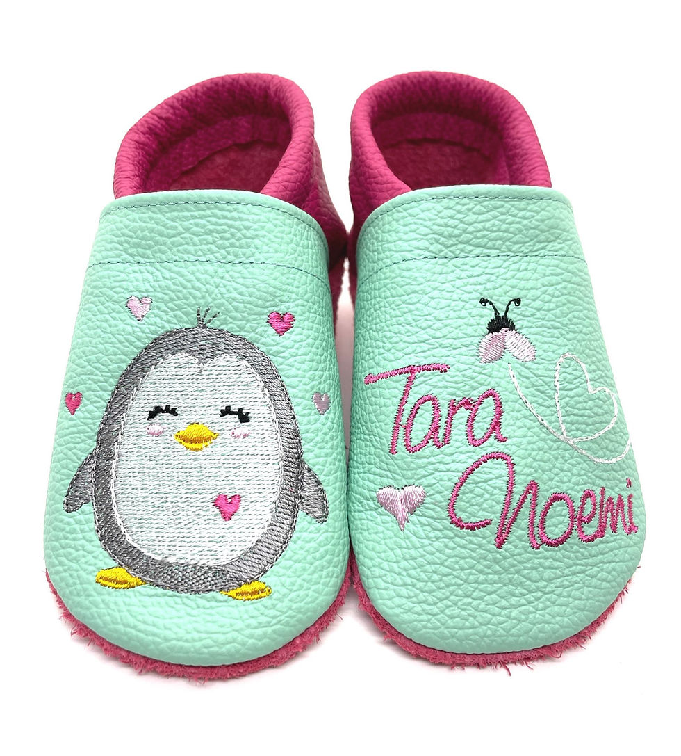 Miniaturbild: ღ Lederpuschen / Krabbelpuschen / Lauflernschuhe lovely Pinguin ab 18/19 ღ