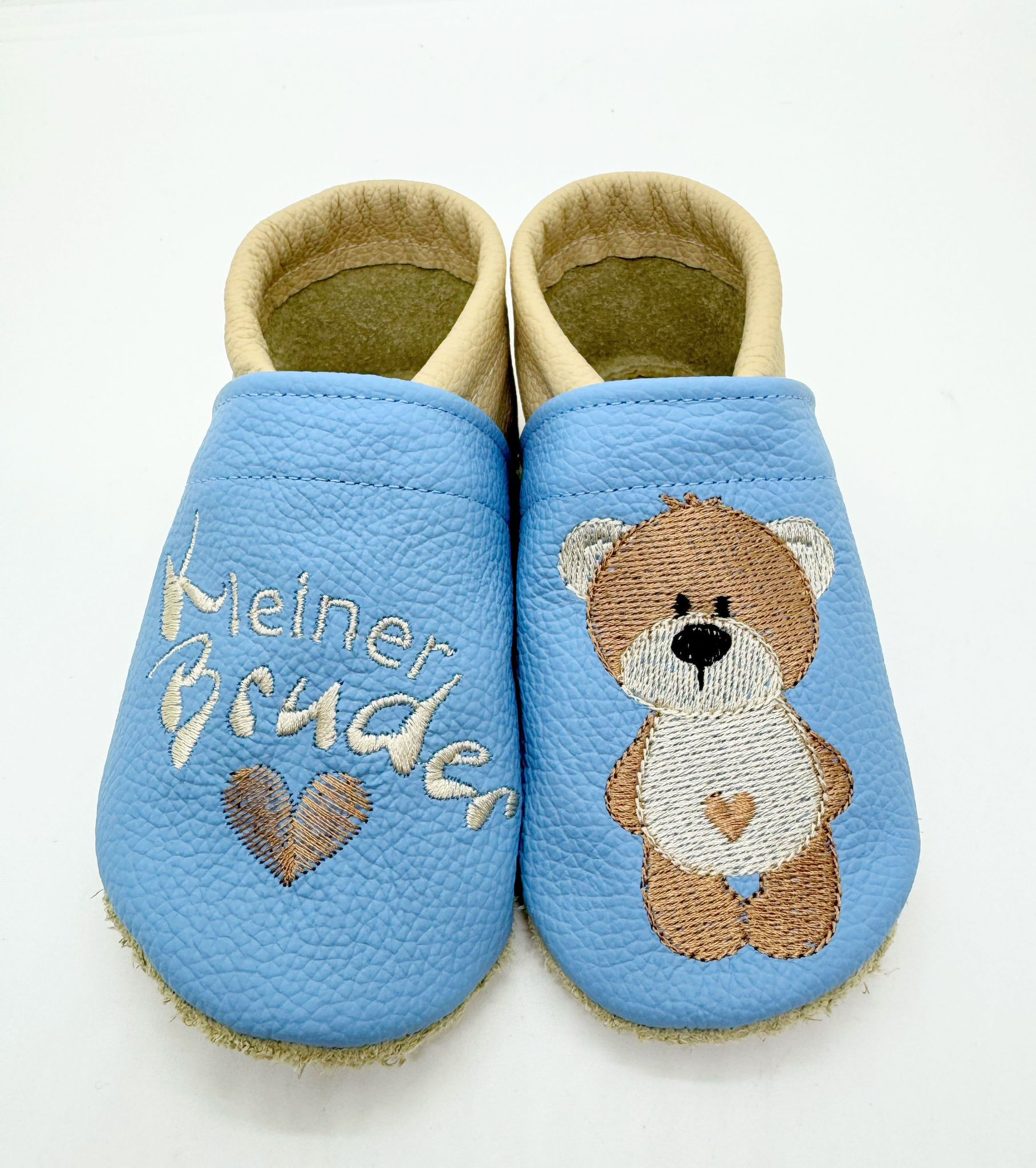 ღ Lederpuschen / Krabbelpuschen / Lauflernschuhe Kleiner Bruder abGr. 18/19 ღ