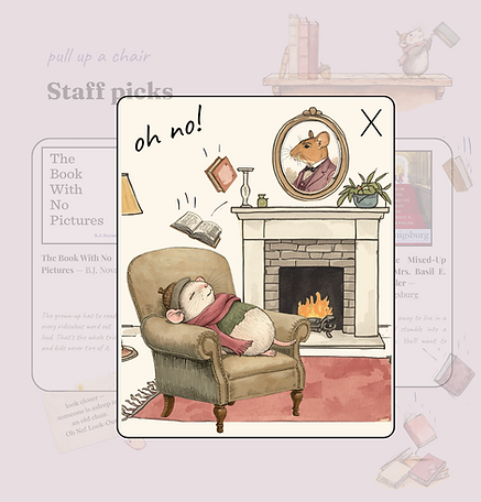 Cozy reading nook illustration for bookshop ambiance