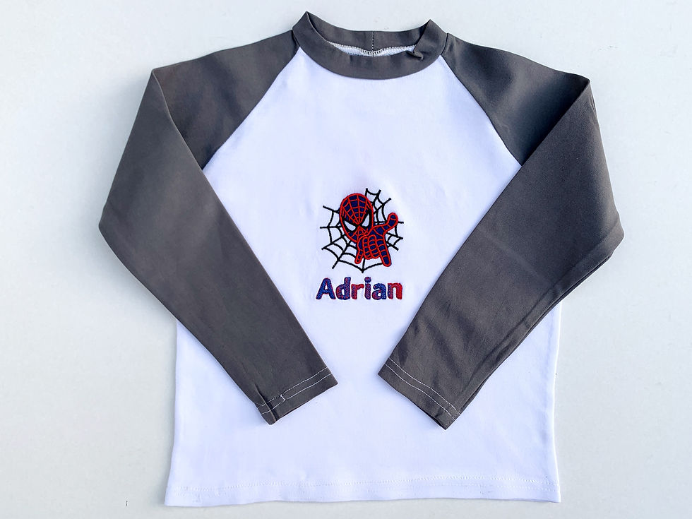 Miniatura: Personalised Raglan Long Sleeve T-Shirt  - White and Gray 100% Cotton Shirt
