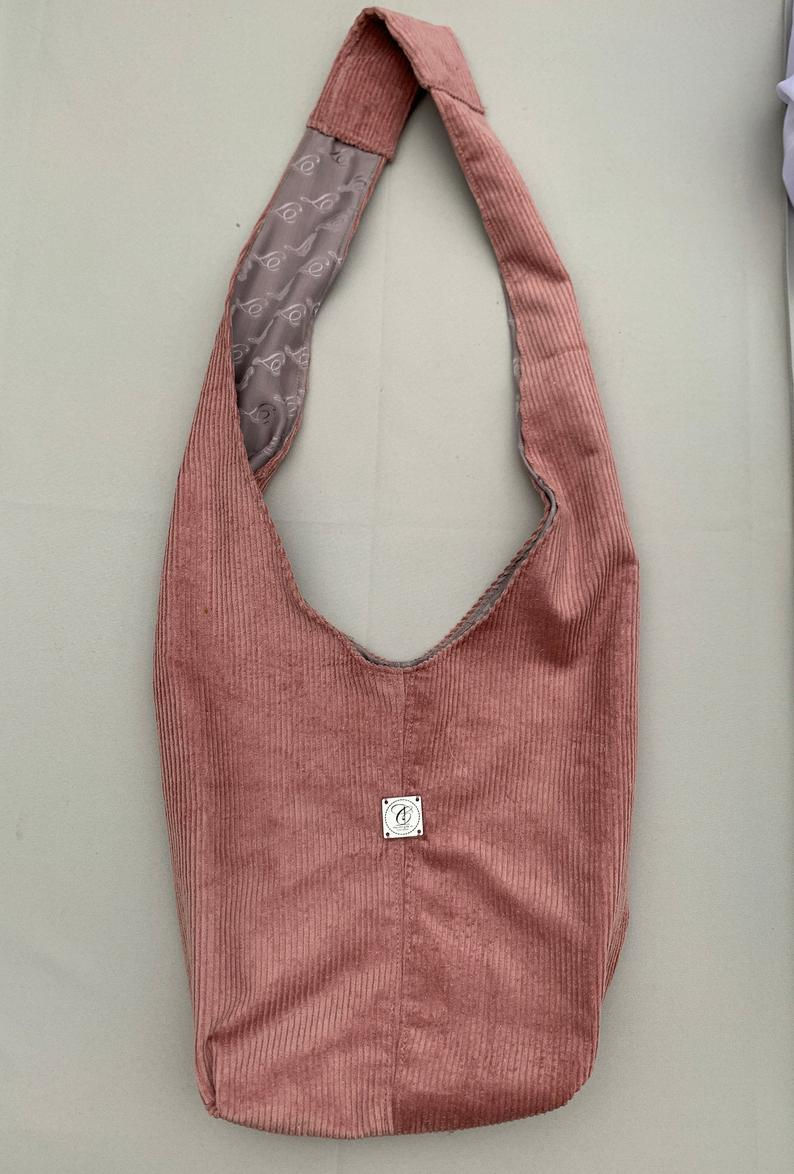 Thumbnail: Sling bag, boho vibe, double-stitched front and back, Cut on shoulder straps