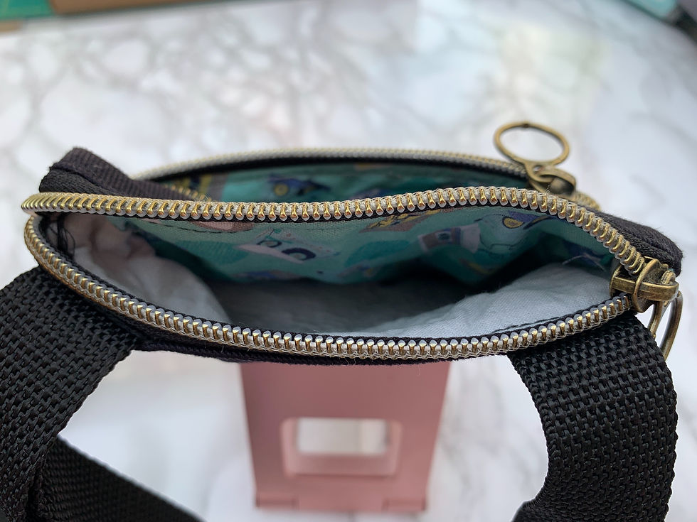 Thumbnail: Crossbody sling bag for mobile and small items.  Travel double zippered bag
