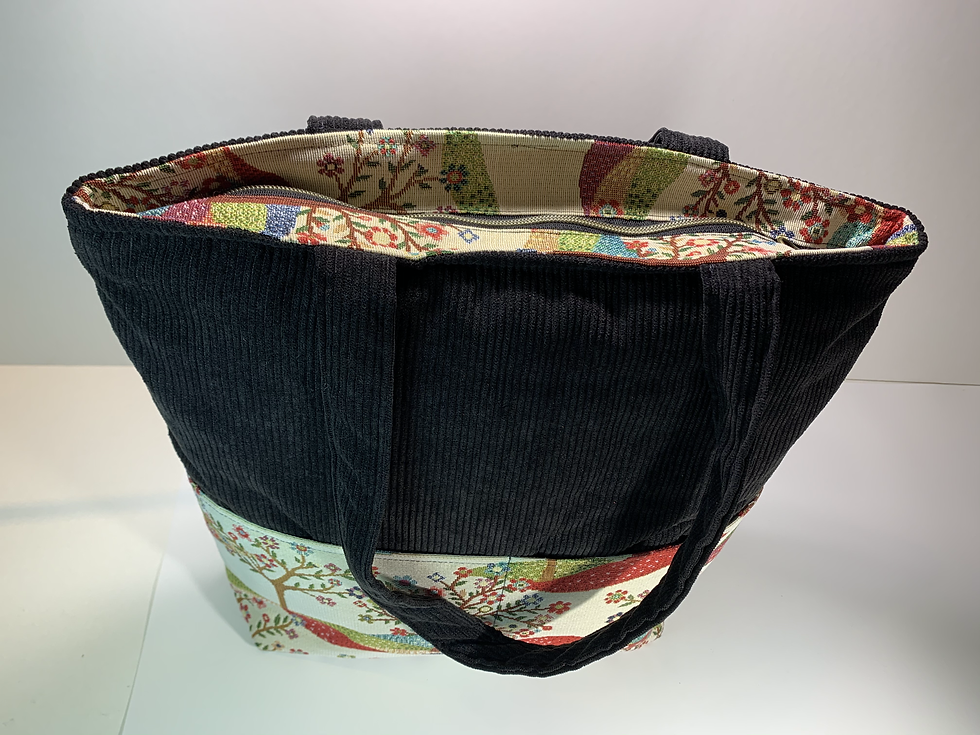 Thumbnail: Boho Tote Bag - Tote Bag with inside zipped pocket - Floral tote Bag - lined Tot
