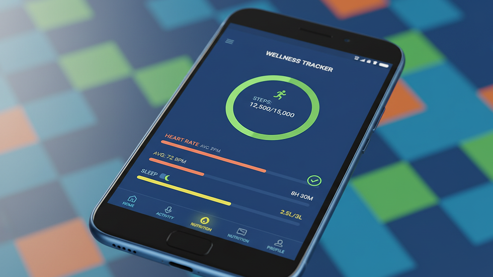 Close-up view of a smartphone displaying a health app with progress tracking