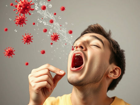 A person cough, sneeze virus droplets