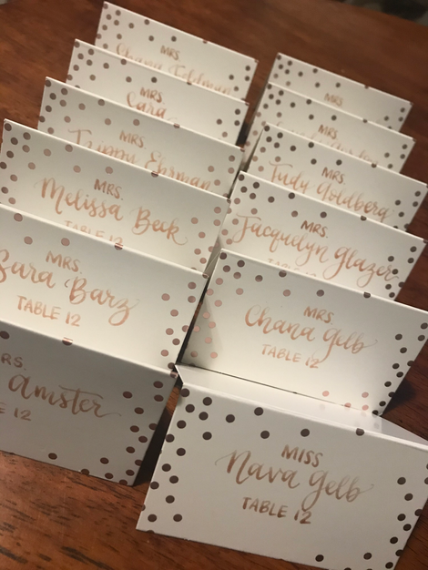 calligraphy wedding event place cards 