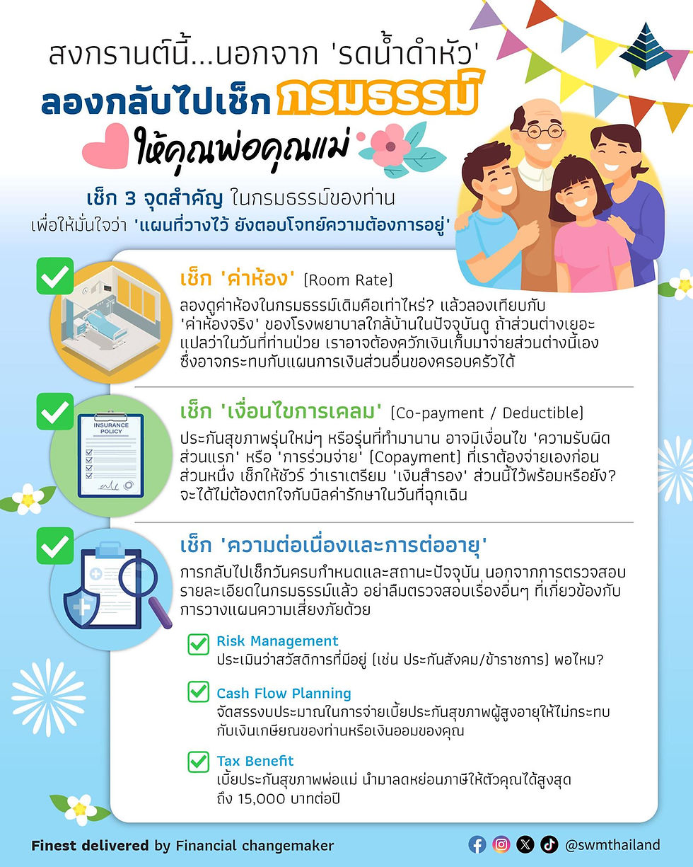 สงกรานต์นี้... นอกจาก 'รดน้ำดำหัว' ลองกลับไปเช็ก 'กรมธรรม์' ให้คุณพ่อคุณแม่