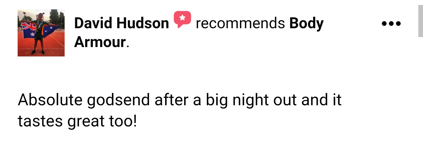 Hangover relief Body Armour Australia