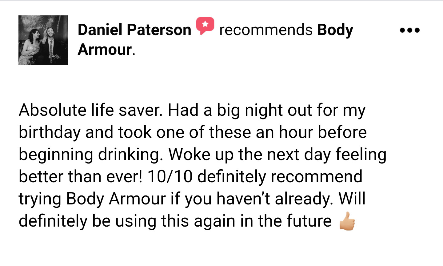 Hangover relief Body Armour Australia