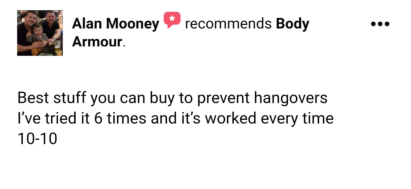 Hangover relief Body Armour Australia