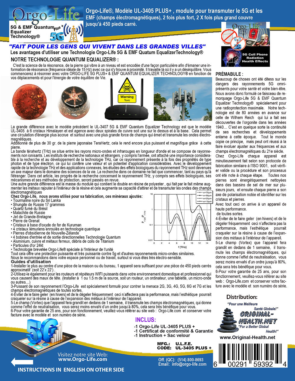 Miniature : UL-3405 Module générateur 5G & EMF avec 6 cristaux de l'Himalaya