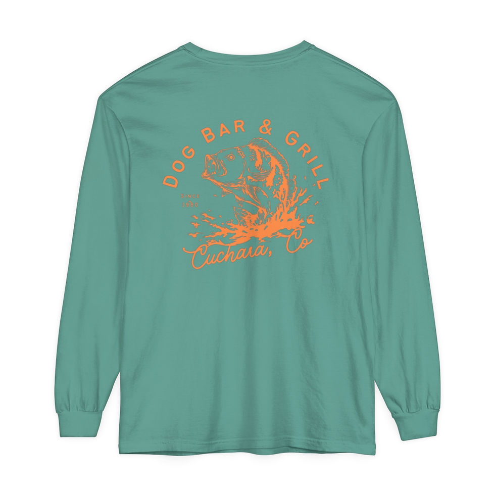 Thumbnail: Orange Fish Dog Bar Comfort Colors Long Sleeve