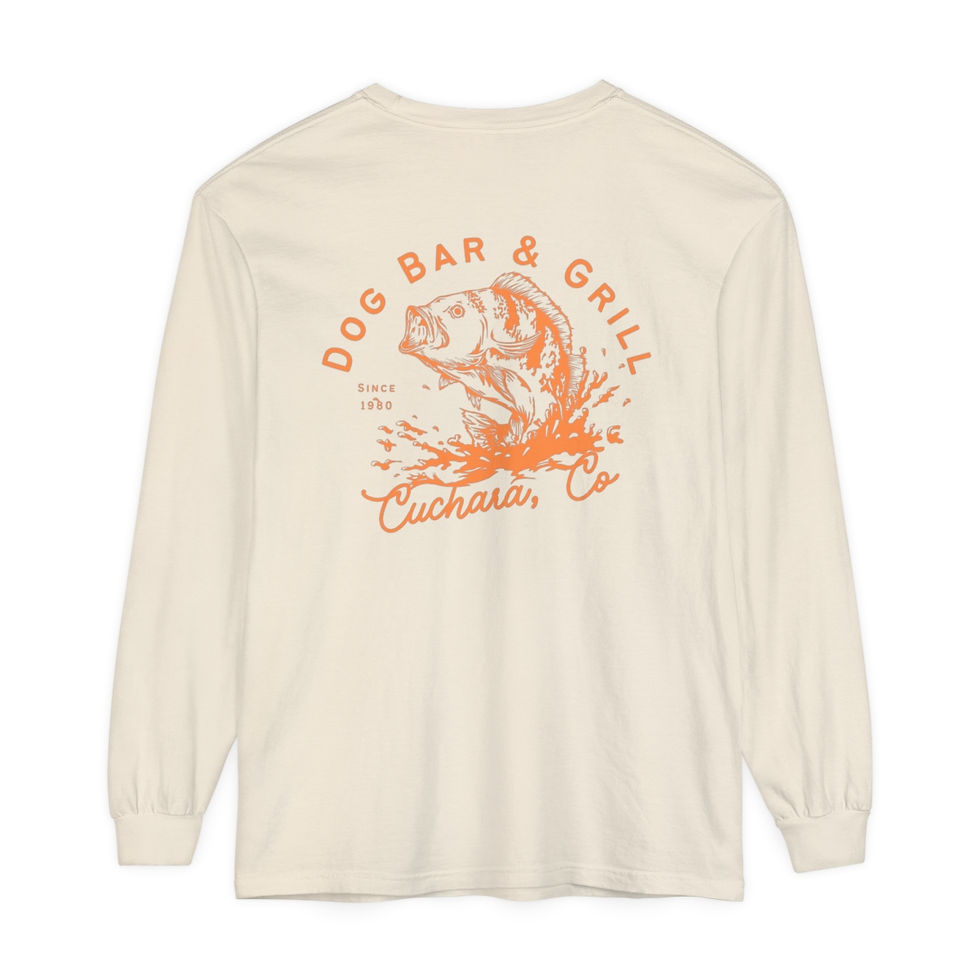 Thumbnail: Orange Fish Dog Bar Comfort Colors Long Sleeve
