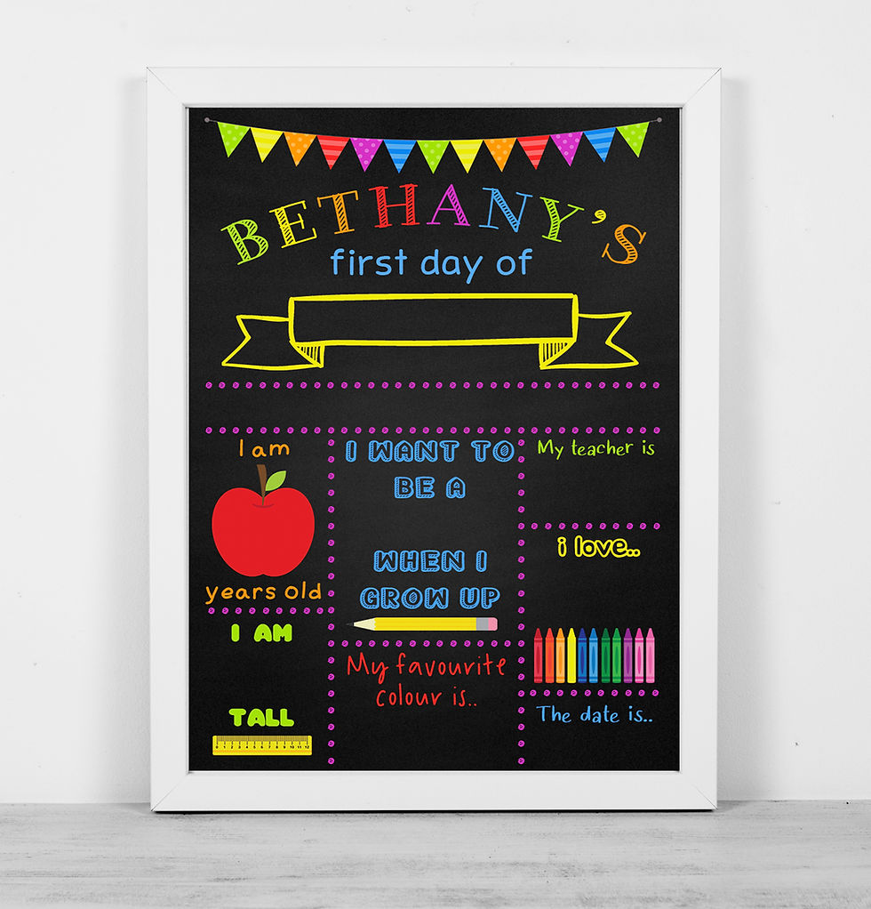 First day bright blackboard print