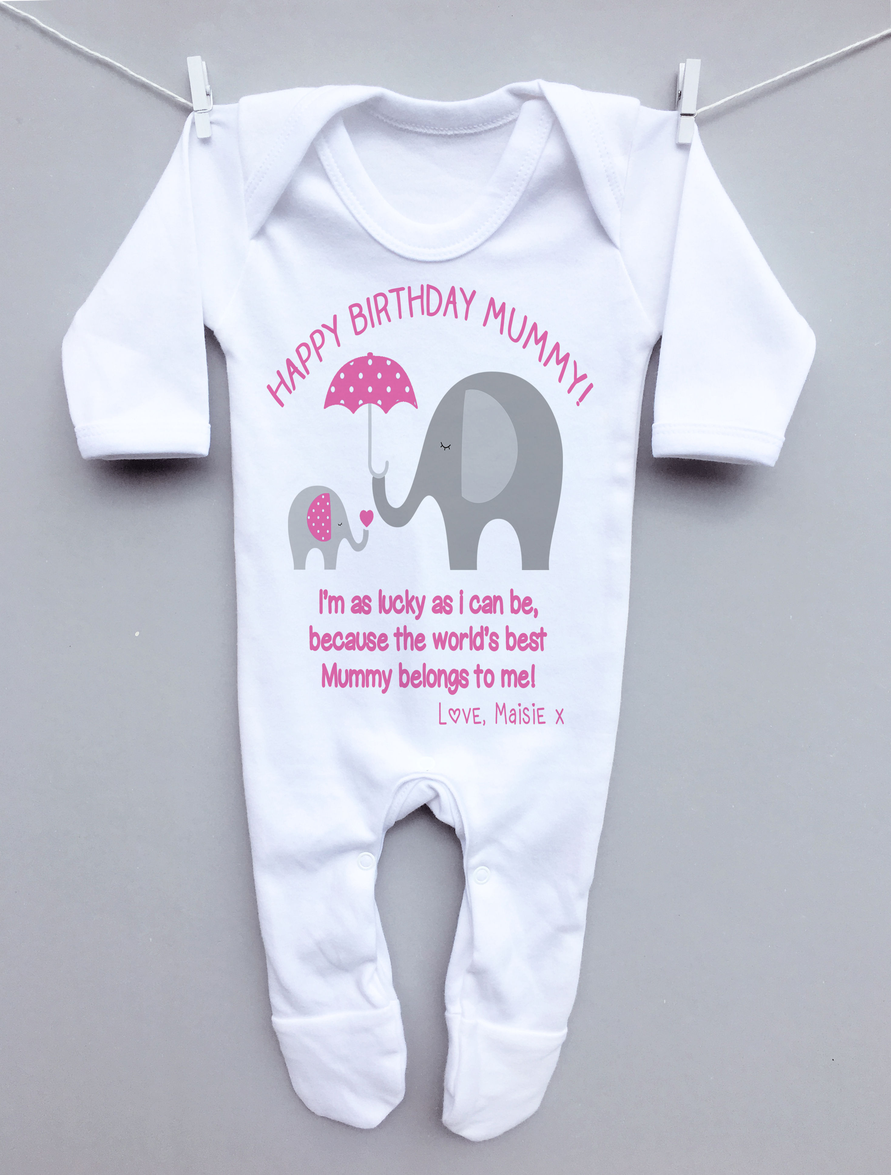 Happy Birthday (name) sleepsuit