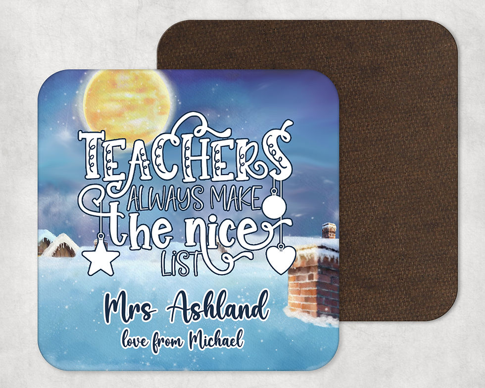 Teacher Nice List Christmas coaster