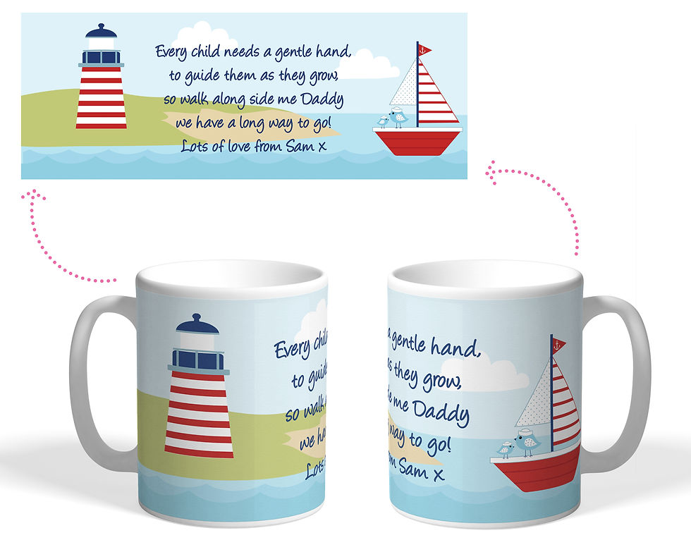 Boat and Lighthouse themed mug