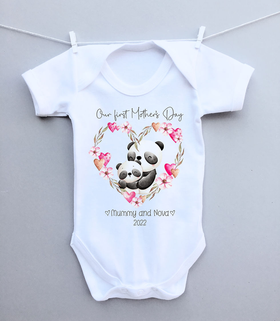 Pandas heart Mother's Day bodysuit