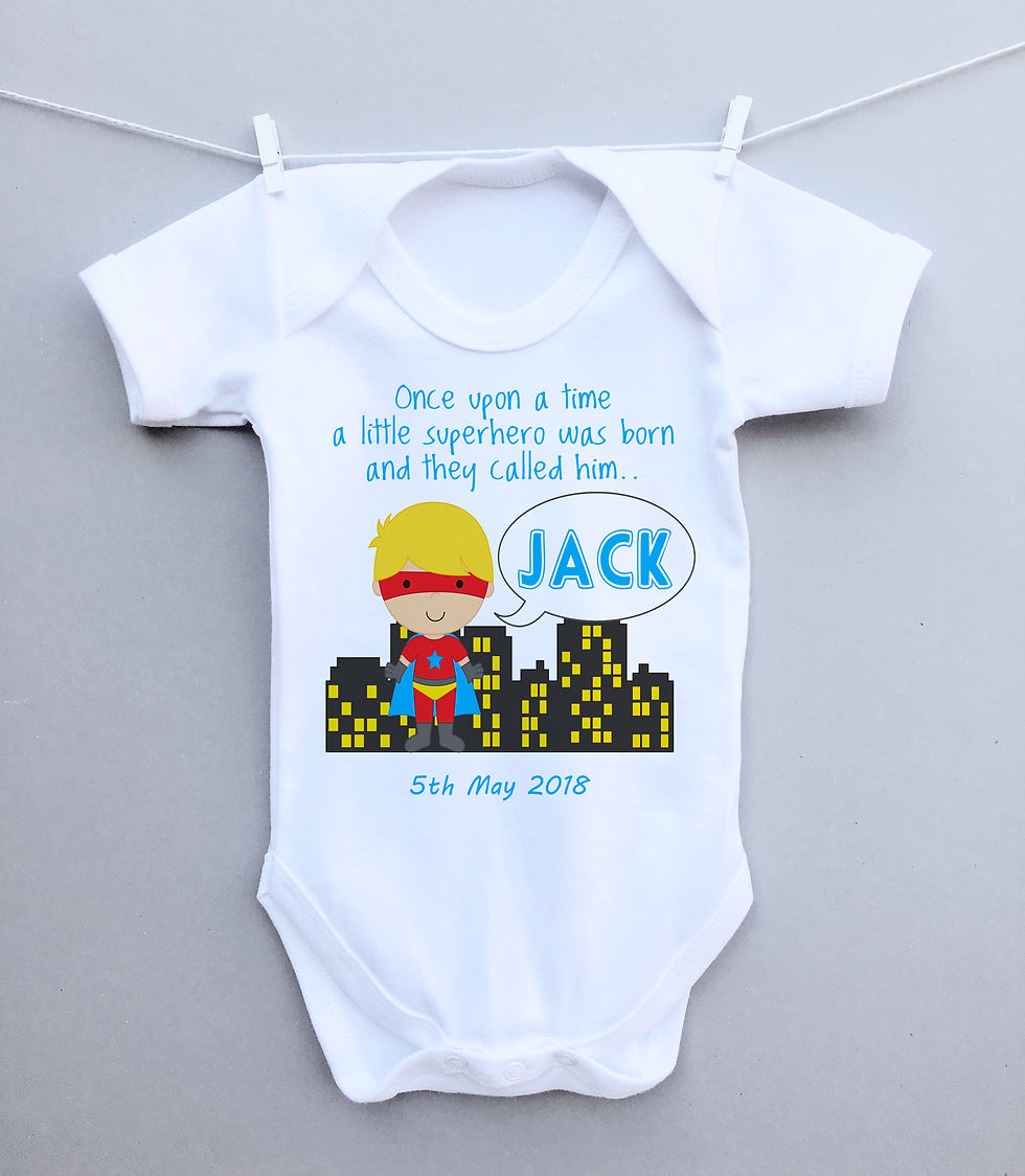 New baby birth bodysuit 'once upon a time a superhero was born..'
