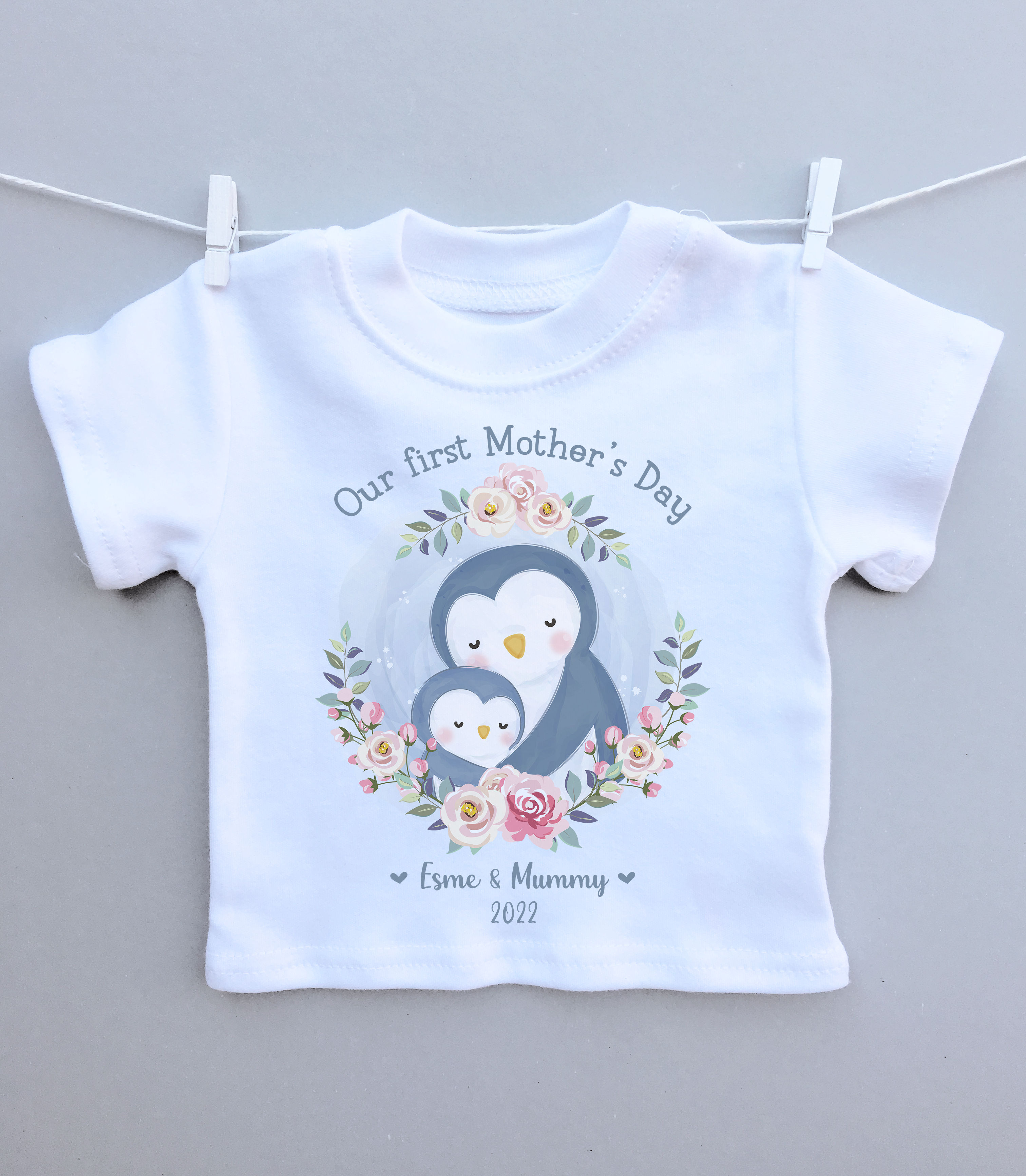 Floral penguin Mother's Day t-shirt