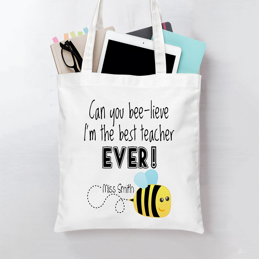 Can you bee-lieve bee teacher tote bag