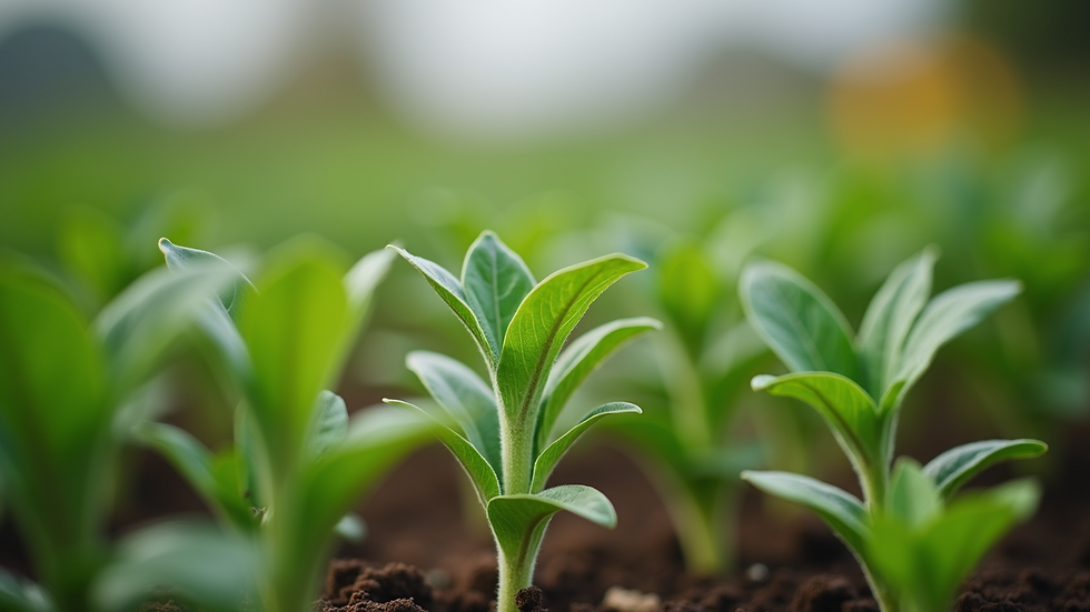 Close-up view of a volunteer plant nursery