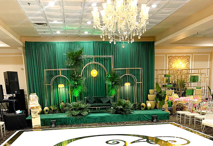 tropical wedding backdrop stage decor nj