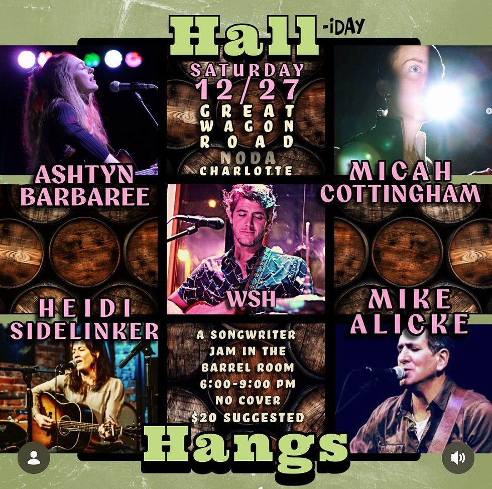 Songwriter Holiday Jam in The Barrel Room at Great Wagon Distillery- FIVE artists