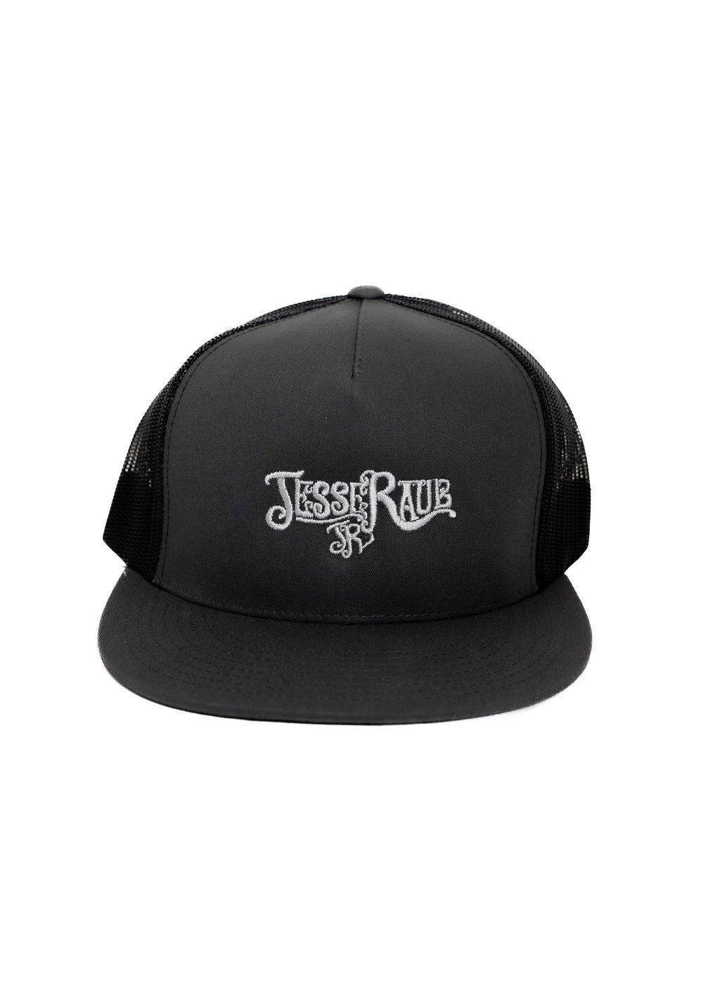 Black Trucker Hat  Stitched Logo