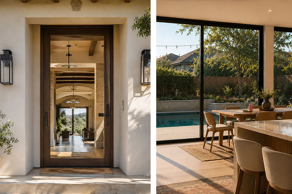 Side-by-side view of smart privacy film in clear mode showing openness and natural light.
