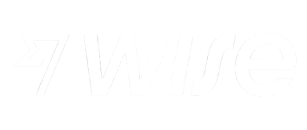 Logotipo da Wise em branco sobre fundo preto.