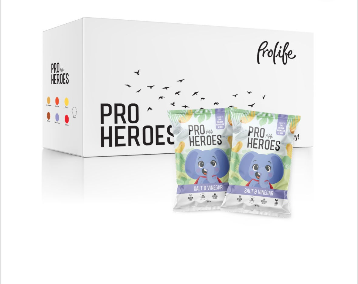 Prolife Pro Heroes Salt & Vinegar (with Vitamins & Low Calories) Box (20 Bags)