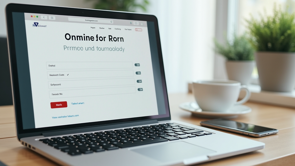 Eye-level view of a laptop screen showing an online booking form