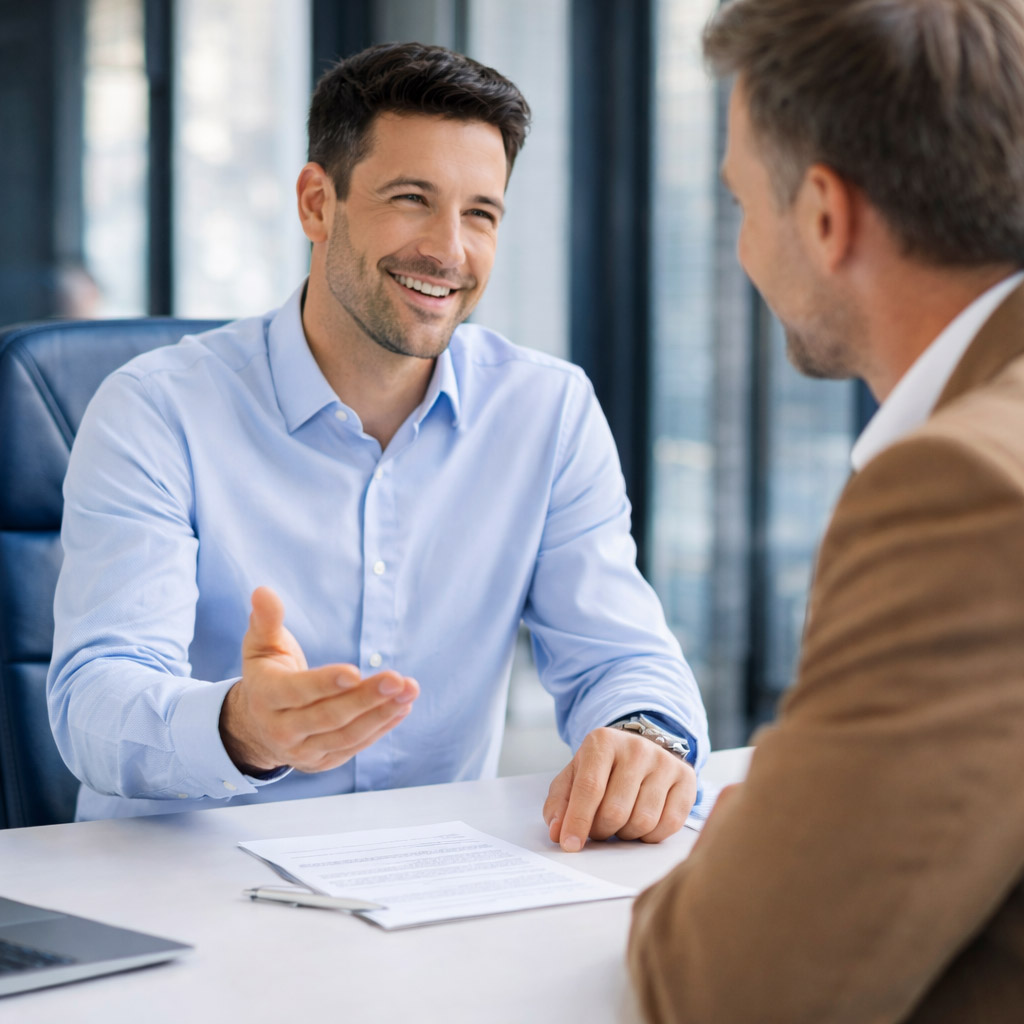 Consultant in discussion with client
