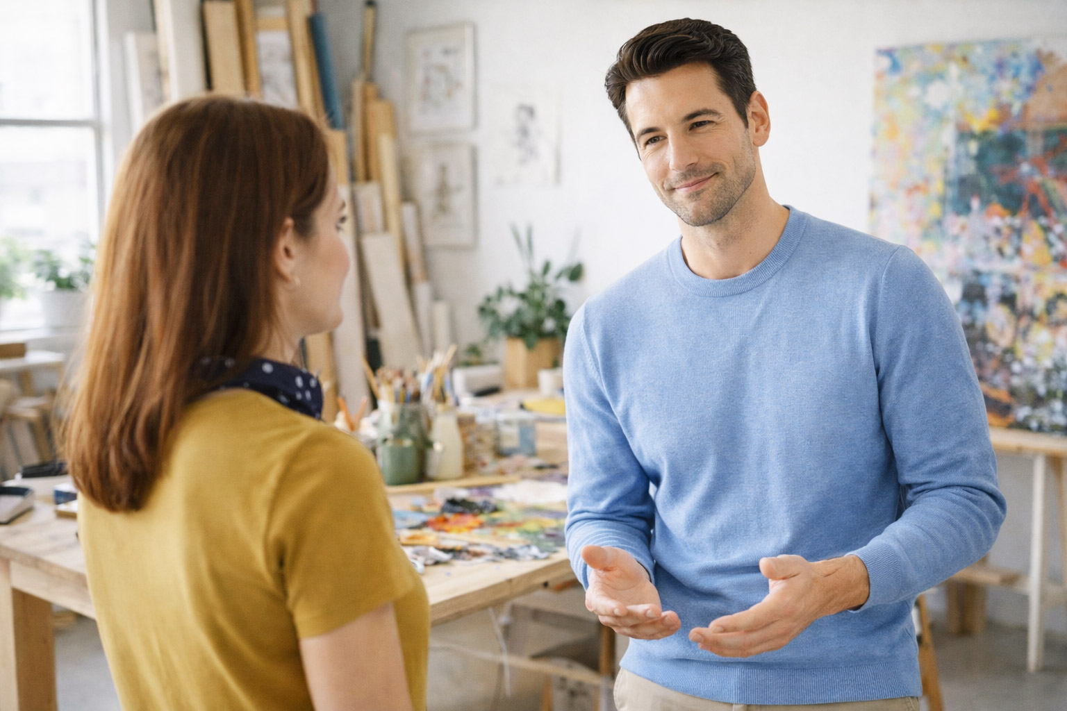Business portrait, blue clothes