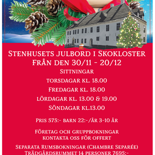 Julbord på Gamla slottet Stenhuset i Skokloster