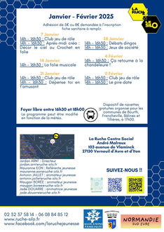 Planning des mercredis jeunesse - Janvier et Février 2026