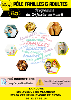 Découvrez le programme du Pôle Familles & Adultes – Mars & Avril