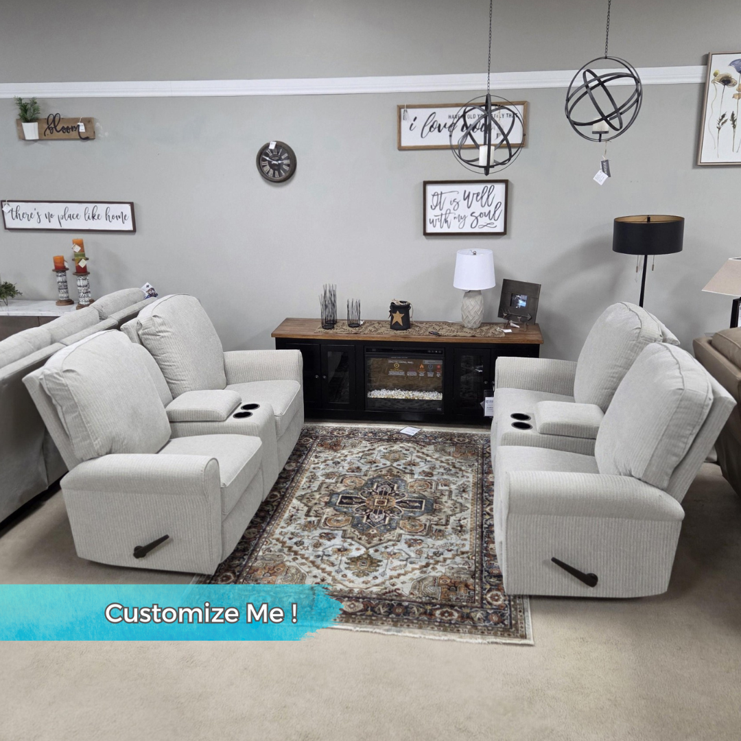 Josey Manual Loveseat with Console in Fabric: Oat