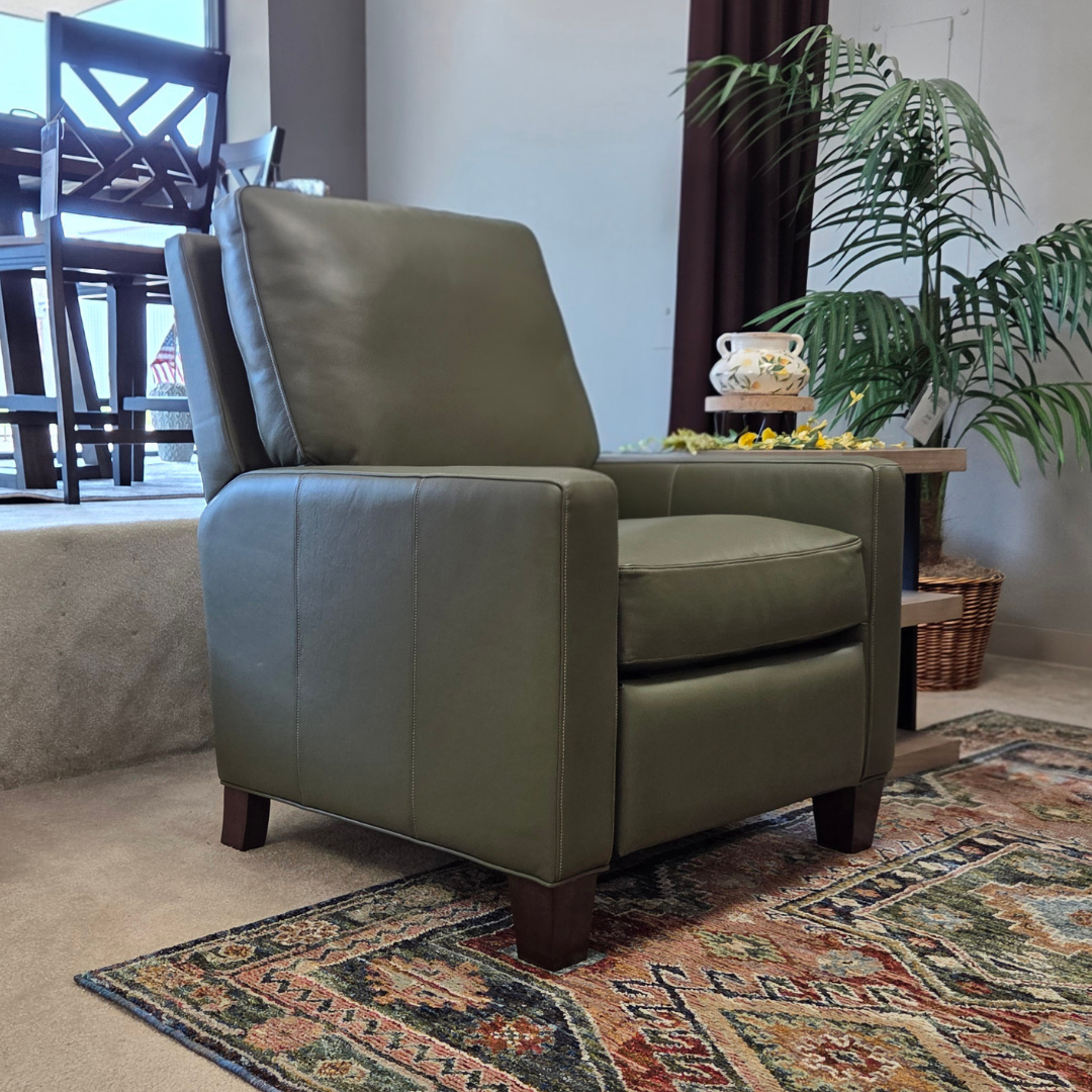 Fairview Manual Push Thru 3 Way Recliner in Leather: Chive