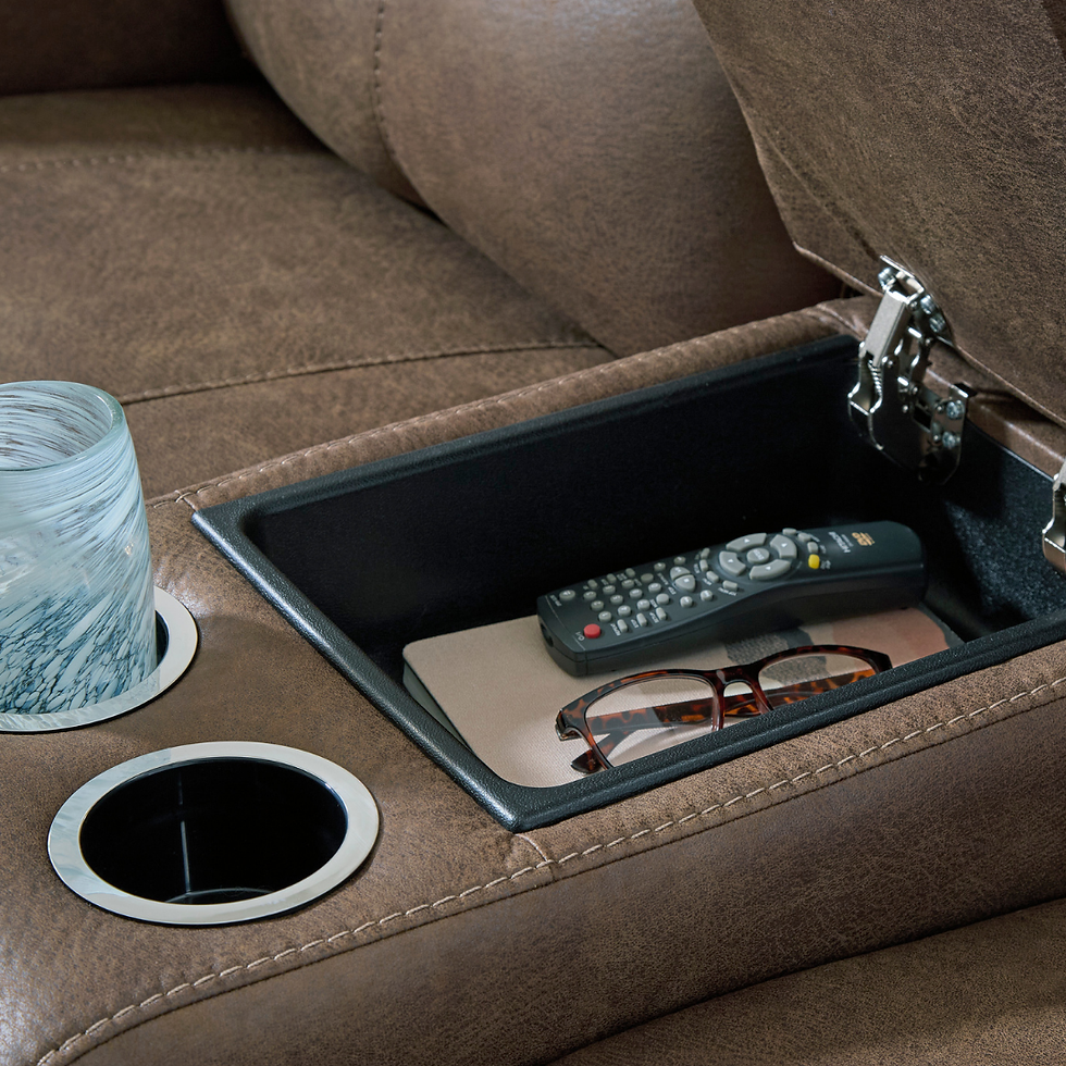 Thumbnail: Beckley Place Power Recliner Loveseat Console, Adjustable Headrest