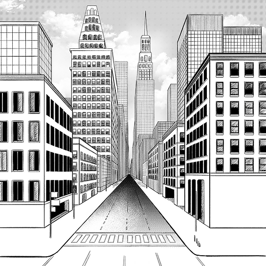 City Drawing One Point Perspective