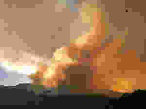Fire burning on a mountainside