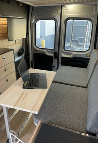 meeting space inside the van